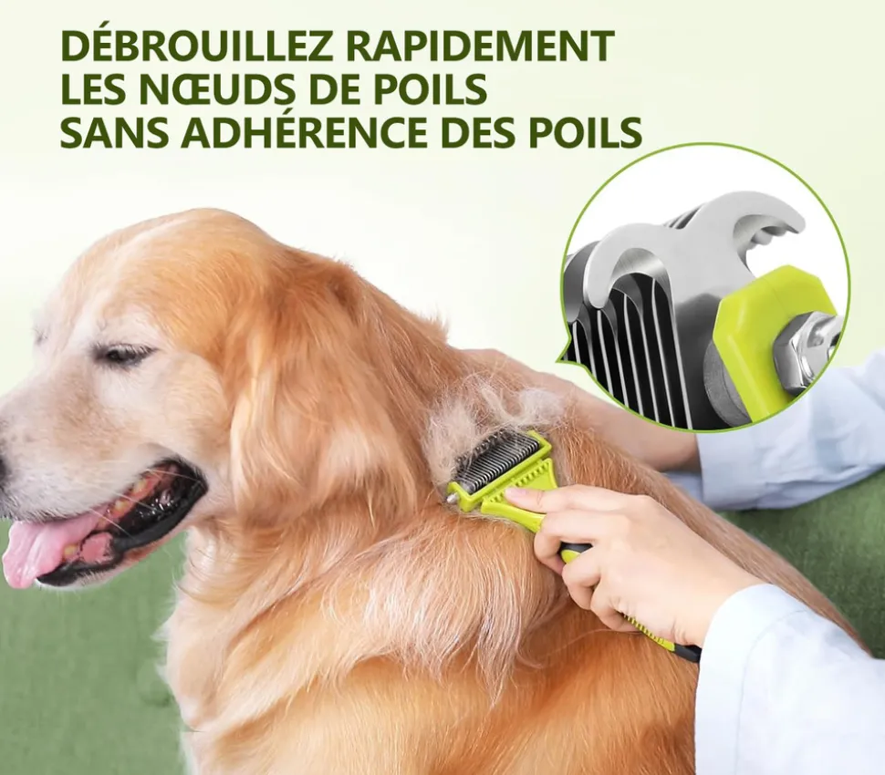 DTOPBUYAGE - Brosse de toilettage pour chien & peigne à démêler pour chat