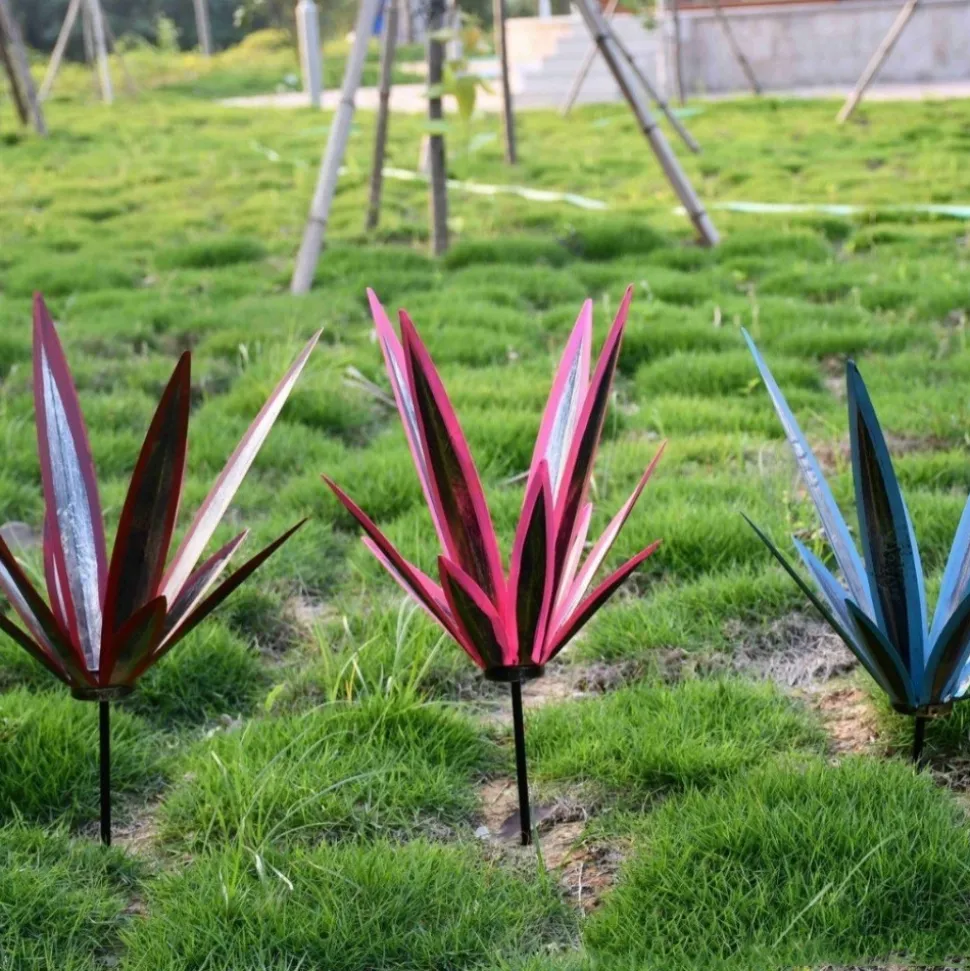 DTOPBUYAGE - Décoration en fer de plante d'agave pour jardin rouge dtopbuyage