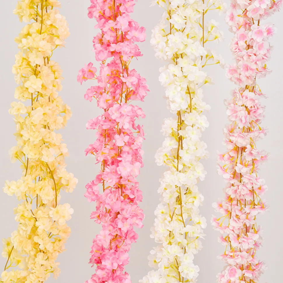 DTOPBUYAGE - Dtopbuyage - vigne de fleurs de cerisier artificielles roses - 2 pièces