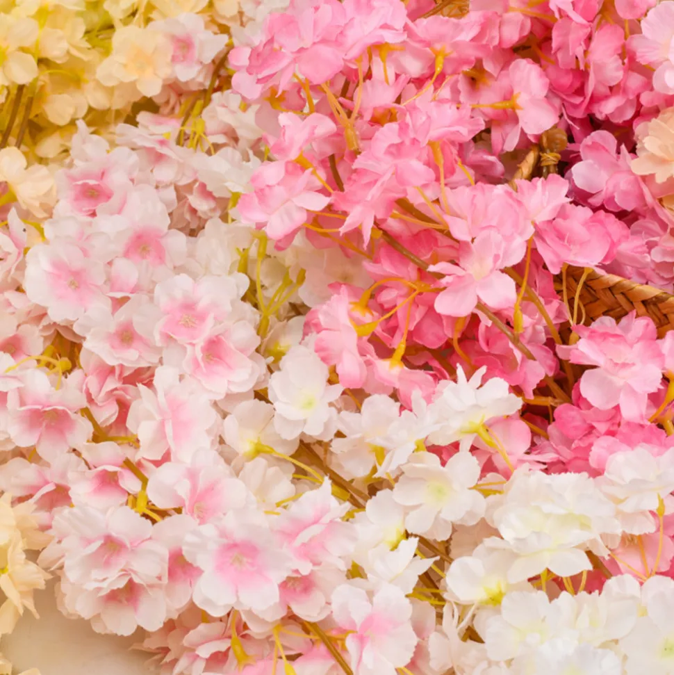 DTOPBUYAGE - Dtopbuyage - vigne de fleurs de cerisier artificielles roses - 2 pièces