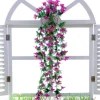DTOPBUYAGE - Fleurs artificielles - tiges, paniers mural et fleurs pour décoration fuchsia - dtopbuyage