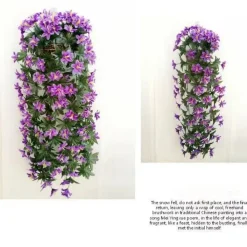 DTOPBUYAGE - Fleurs artificielles - tiges, paniers mural et fleurs pour décoration fuchsia - dtopbuyage