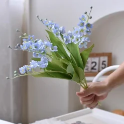 DTOPBUYAGE - Fleurs de muguet artificielles - 5 branches pour bouquet - bleu dtopbuyage