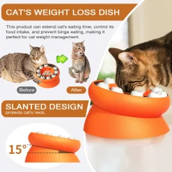 DTOPBUYAGE - Gamelle pour chat - surélevée avec support, jouet puzzle interactif