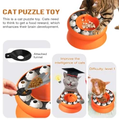 DTOPBUYAGE - Gamelle pour chat - surélevée avec support, jouet puzzle interactif