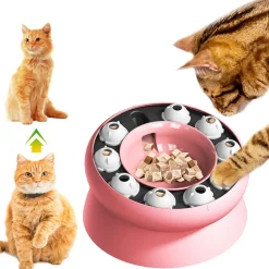 DTOPBUYAGE - Gamelle pour chat - surélevée avec support, jouet puzzle interactif