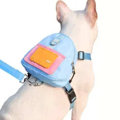 DTOPBUYAGE - Harnais pour chien avec sac à dos - bleu