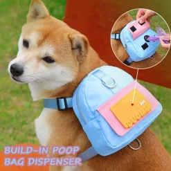 DTOPBUYAGE - Harnais pour chien avec sac à dos - bleu