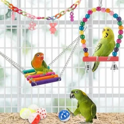 DTOPBUYAGE - Jeux pour oiseaux - avec fonctions de balance, hamac, escalade et chewing