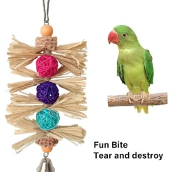 DTOPBUYAGE - Jouet mâcher oiseaux rotin coloré pour meulage dents