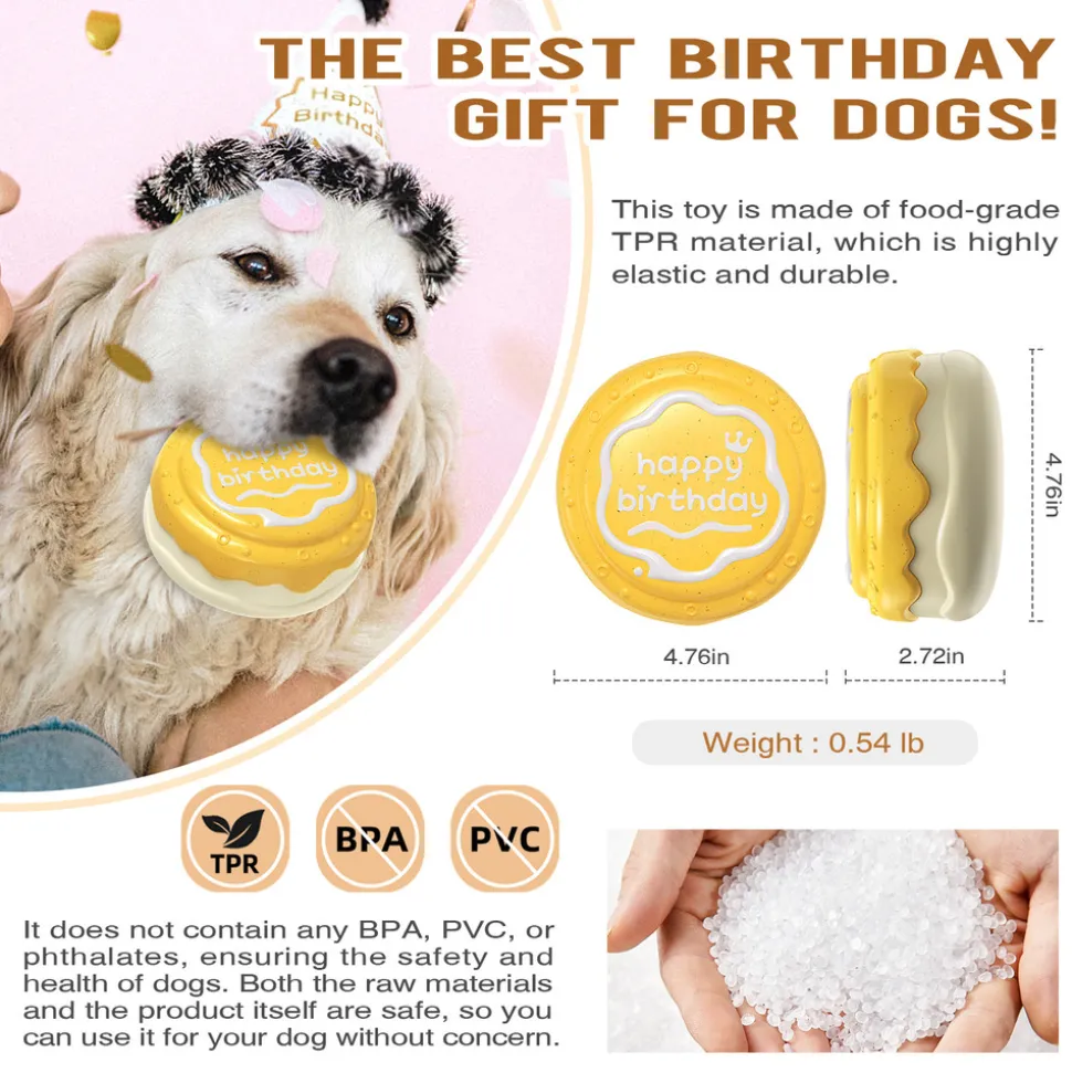 DTOPBUYAGE - Jouets pour mâcher pour chien gâteau d'anniversaire