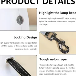 DTOPBUYAGE - Laisse enrouleur 3m rétractable led pour chiens jusqu'à 30 kg