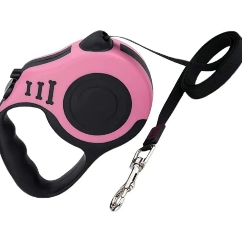 DTOPBUYAGE - Laisse rétractable 5m rose pour chien