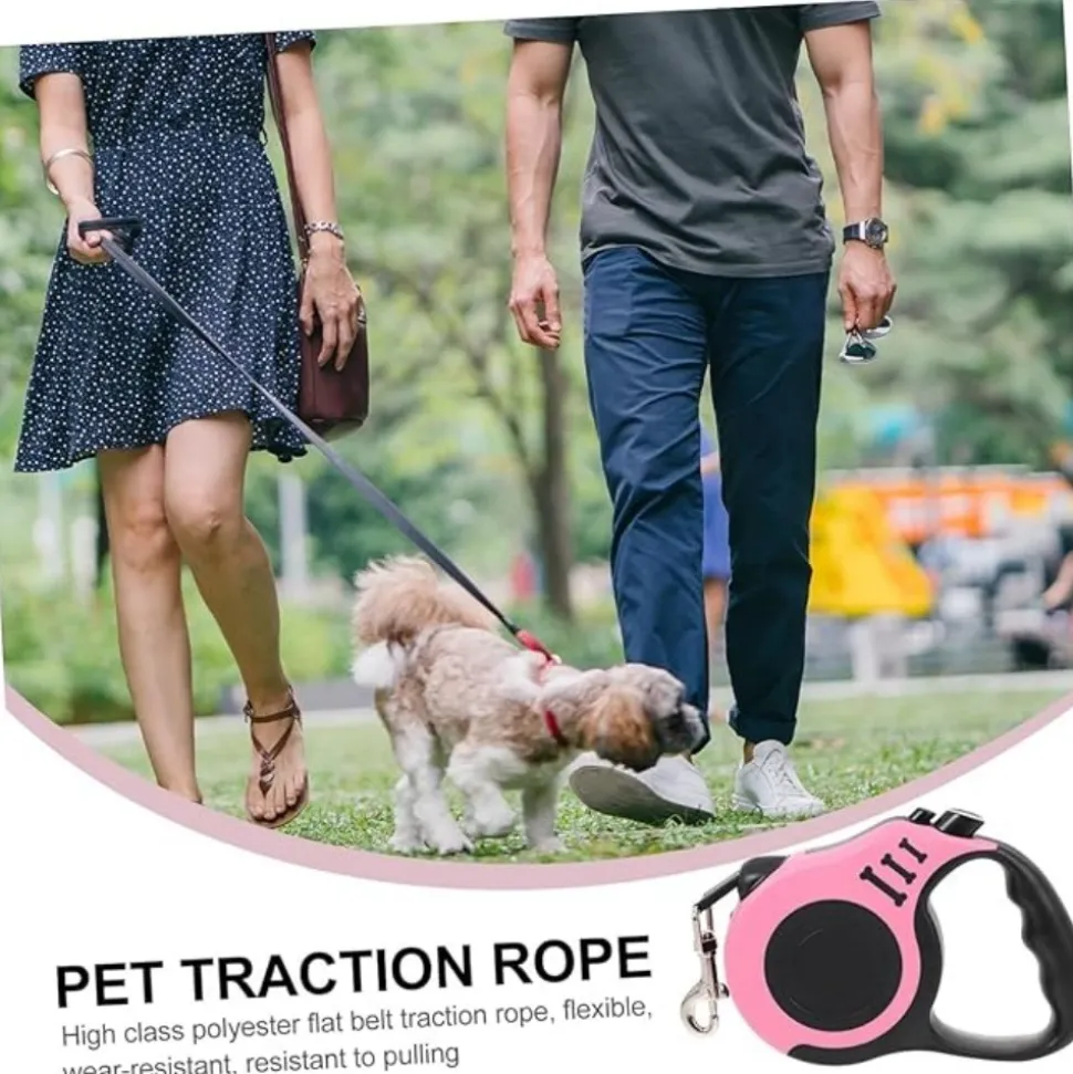 DTOPBUYAGE - Laisse rétractable 5m rose pour chien