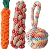 DTOPBUYAGE - Lot 3 jouets corde durables pour chiens orange