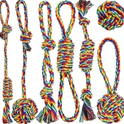 DTOPBUYAGE - Lot 7 jouets en corde pour chiens petite moyenne taille