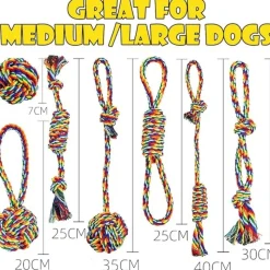 DTOPBUYAGE - Lot 7 jouets en corde pour chiens petite moyenne taille