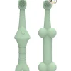DTOPBUYAGE - Lot de 2 brosses à dents silicone poisson os vert pour chiens et chats