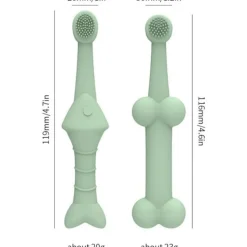 DTOPBUYAGE - Lot de 2 brosses à dents silicone poisson os vert pour chiens et chats