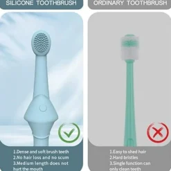 DTOPBUYAGE - Lot de 2 brosses à dents en silicone poisson os bleu pour animaux