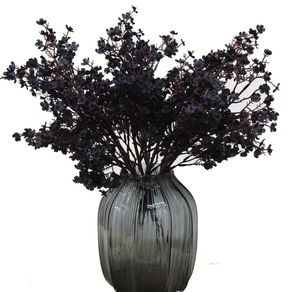 DTOPBUYAGE - Lot de 10 fleurs artificielles de gypsophila noir dtopbuyage