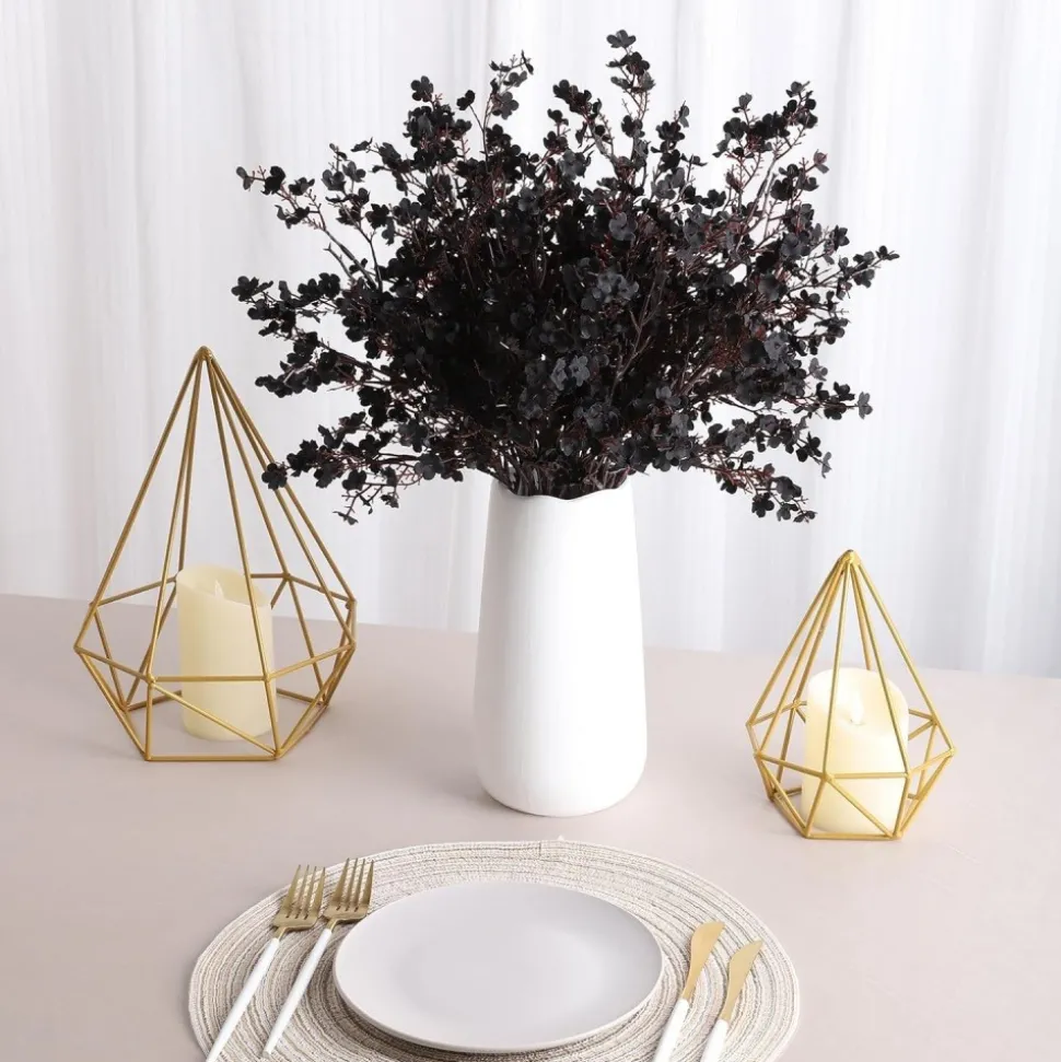 DTOPBUYAGE - Lot de 10 fleurs artificielles de gypsophila noir dtopbuyage