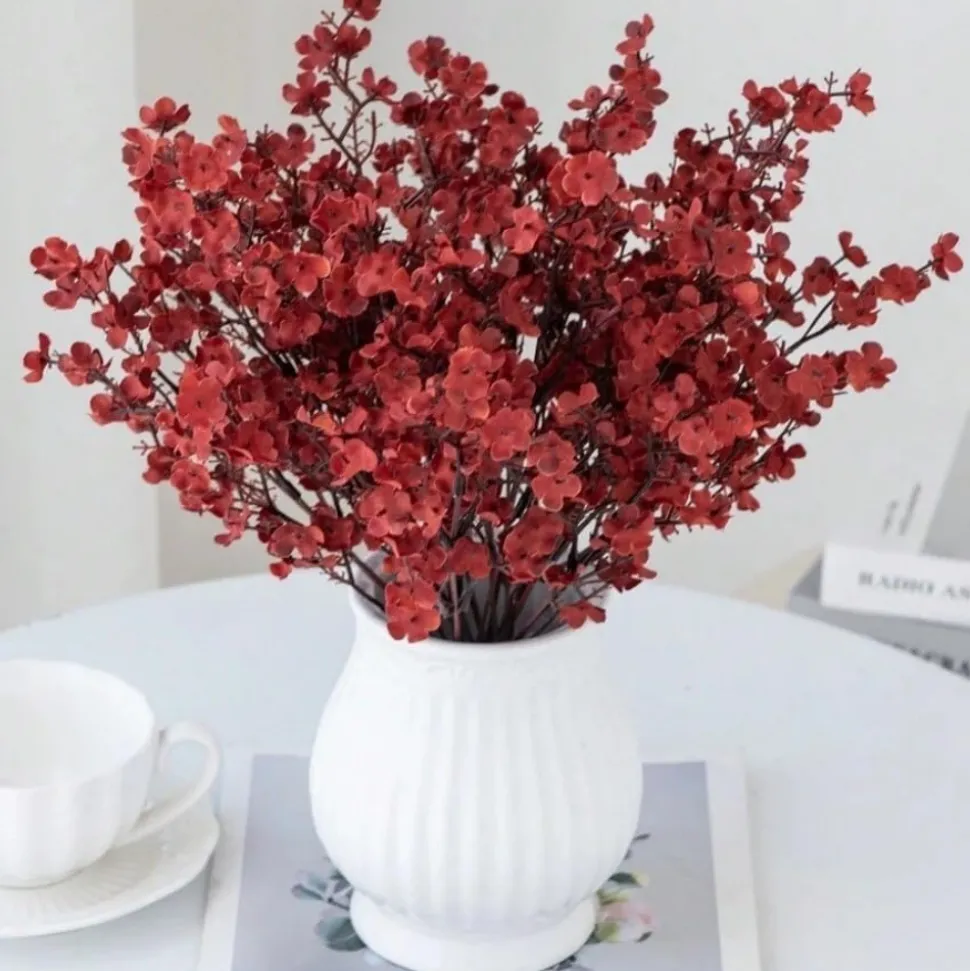 DTOPBUYAGE - Lot de 10 fleurs d'automne artificielles de gypsophila pour diverses décorations dtopbuyage