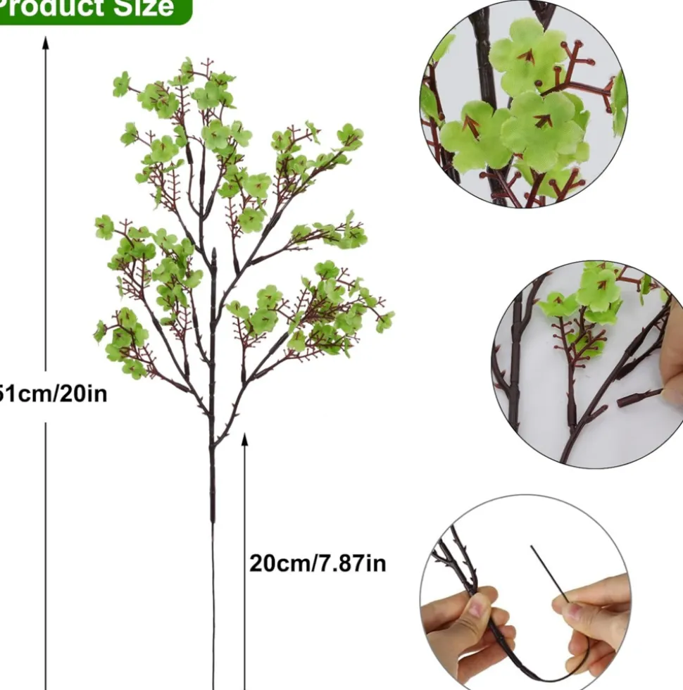 DTOPBUYAGE - Lot de 10 fleurs artificielles de gypsophila vert pour diverses décorations dtopbuyage