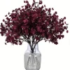 DTOPBUYAGE - Lot de 10 fleurs d'automne artificielles de gypsophila pour diverses décorations bordeaux dtopbuyage