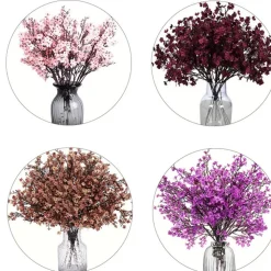 DTOPBUYAGE - Lot de 10 fleurs d'automne artificielles de gypsophila pour diverses décorations bordeaux dtopbuyage