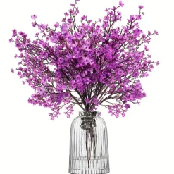 DTOPBUYAGE - Lot de 10 fleurs d'automne artificielles de gypsophila pour diverses décorations violet dtopbuyage