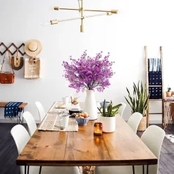 DTOPBUYAGE - Lot de 10 fleurs d'automne artificielles de gypsophila pour diverses décorations violet dtopbuyage