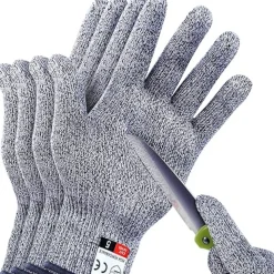 DTOPBUYAGE - Lot de 4 gants anti - coupures niveau 5 (2m+2l)