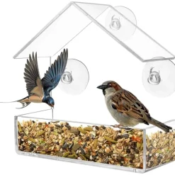 DTOPBUYAGE - Mangeoire oiseaux extérieur transparente