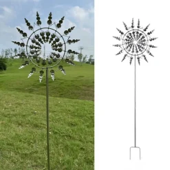 DTOPBUYAGE - Moulinets de décoration pour jardin argent dtopbuyage