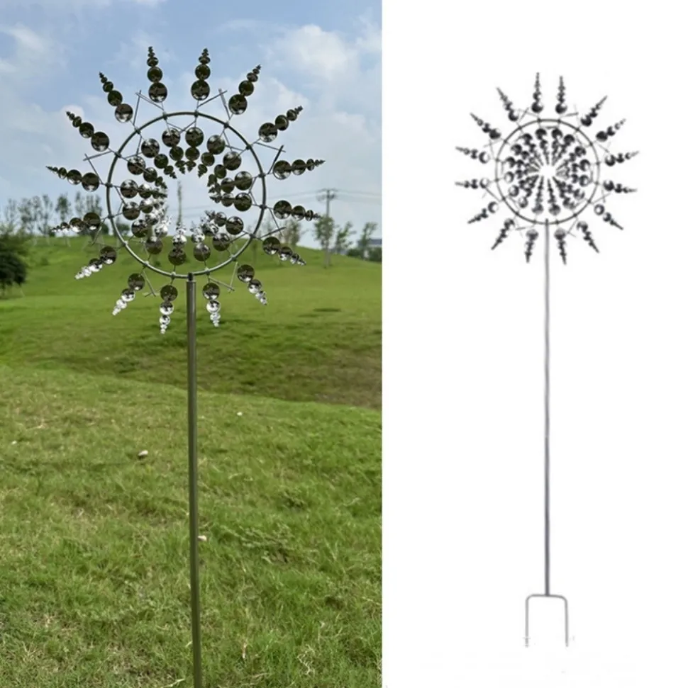 DTOPBUYAGE - Moulinets de décoration pour jardin argent dtopbuyage