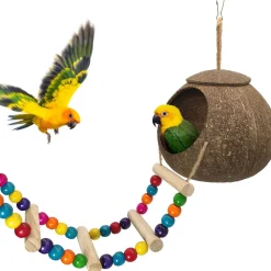 DTOPBUYAGE - Nid et jouet pour oiseaux et hamsters avec échelle