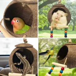 DTOPBUYAGE - Nid et jouet pour oiseaux et hamsters avec échelle
