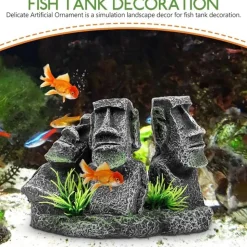 DTOPBUYAGE - Ornement aquarium statue moai en résine