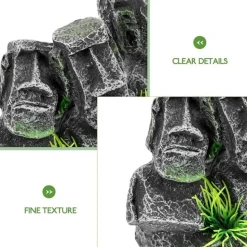 DTOPBUYAGE - Ornement aquarium statue moai en résine