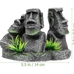 DTOPBUYAGE - Ornement aquarium statue moai en résine