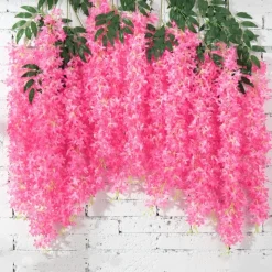 DTOPBUYAGE - Paquet de 12 rotins de fleurs artificielles de glycine et de violet pour mariage rose dtopbuyage