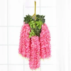 DTOPBUYAGE - Paquet de 12 rotins de fleurs artificielles de glycine et de violet pour mariage rose dtopbuyage