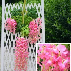 DTOPBUYAGE - Paquet de 12 rotins de fleurs artificielles de glycine et de violet pour mariage rose dtopbuyage