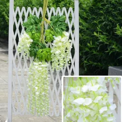 DTOPBUYAGE - Paquet de 12 rotins de fleurs artificielles de glycine et de violet pour mariage blanc dtopbuyage