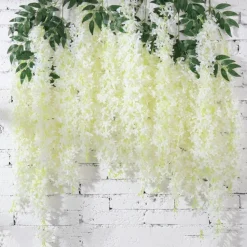 DTOPBUYAGE - Paquet de 12 rotins de fleurs artificielles de glycine et de violet pour mariage blanc dtopbuyage