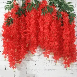 DTOPBUYAGE - Paquet de 12 rotins de fleurs artificielles de glycine et de violet pour mariage rouge dtopbuyage