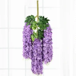 DTOPBUYAGE - Paquet de 12 rotins de fleurs artificielles de glycine et de violet pour mariage violet dtopbuyage