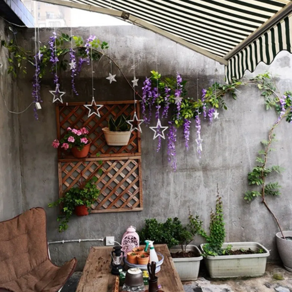 DTOPBUYAGE - Paquet de 12 rotins de fleurs artificielles de glycine et de violet pour mariage violet dtopbuyage