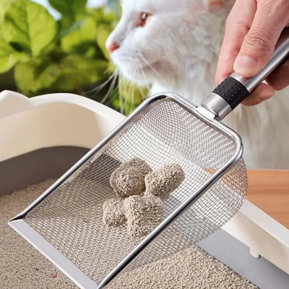 DTOPBUYAGE - Pelle à litière pour chat en acier inoxydable